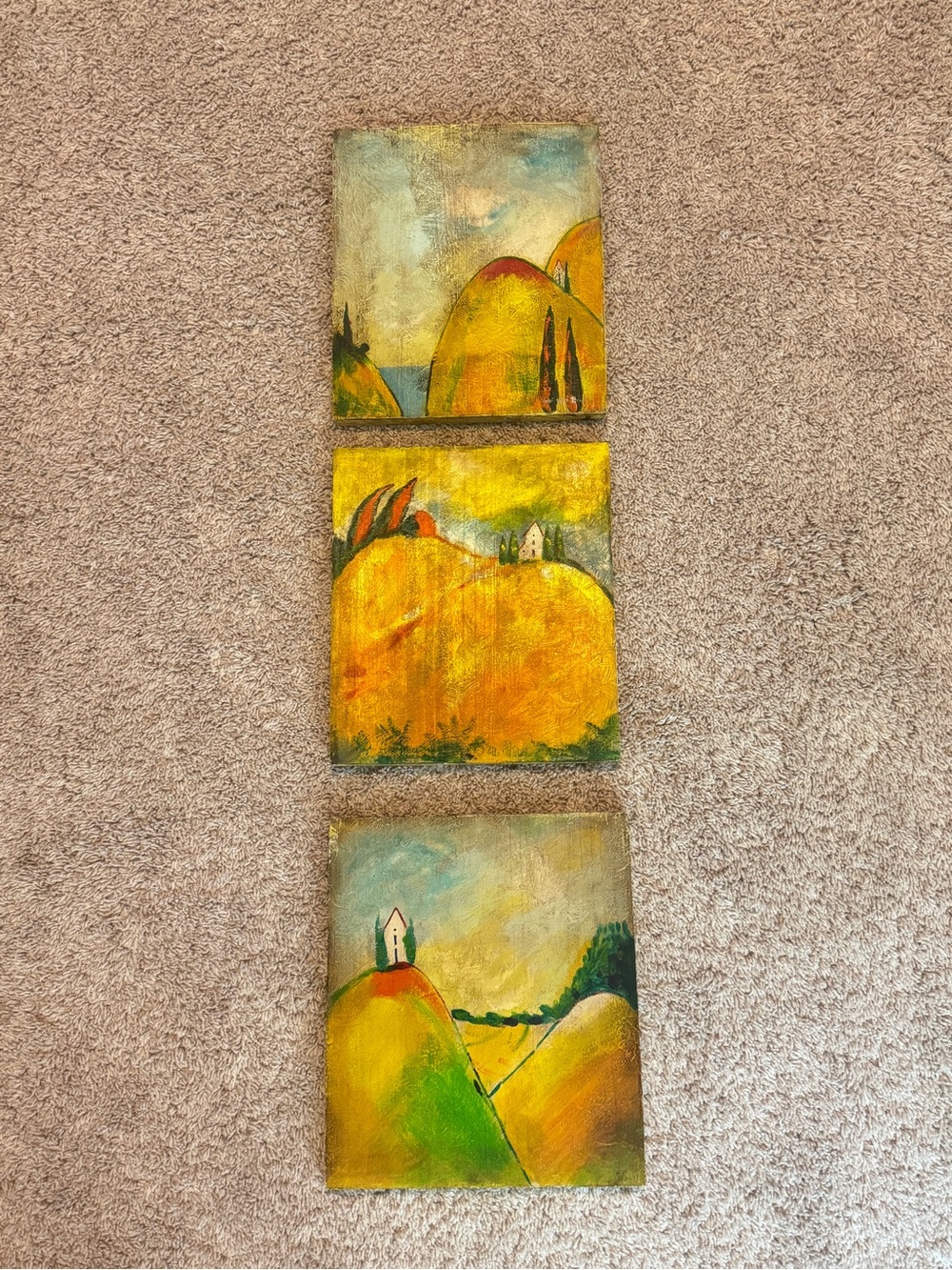 Southern Living Janet Weed Beaver Tuscan Trio Paintings Wall Art Decor 11" X12"